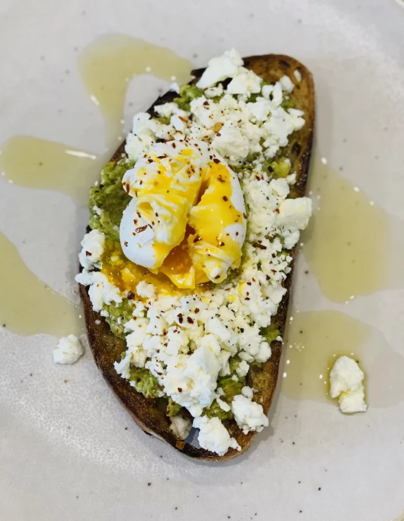 Smashed avo, heirloom tomatoes & Meredith feta on sourdough